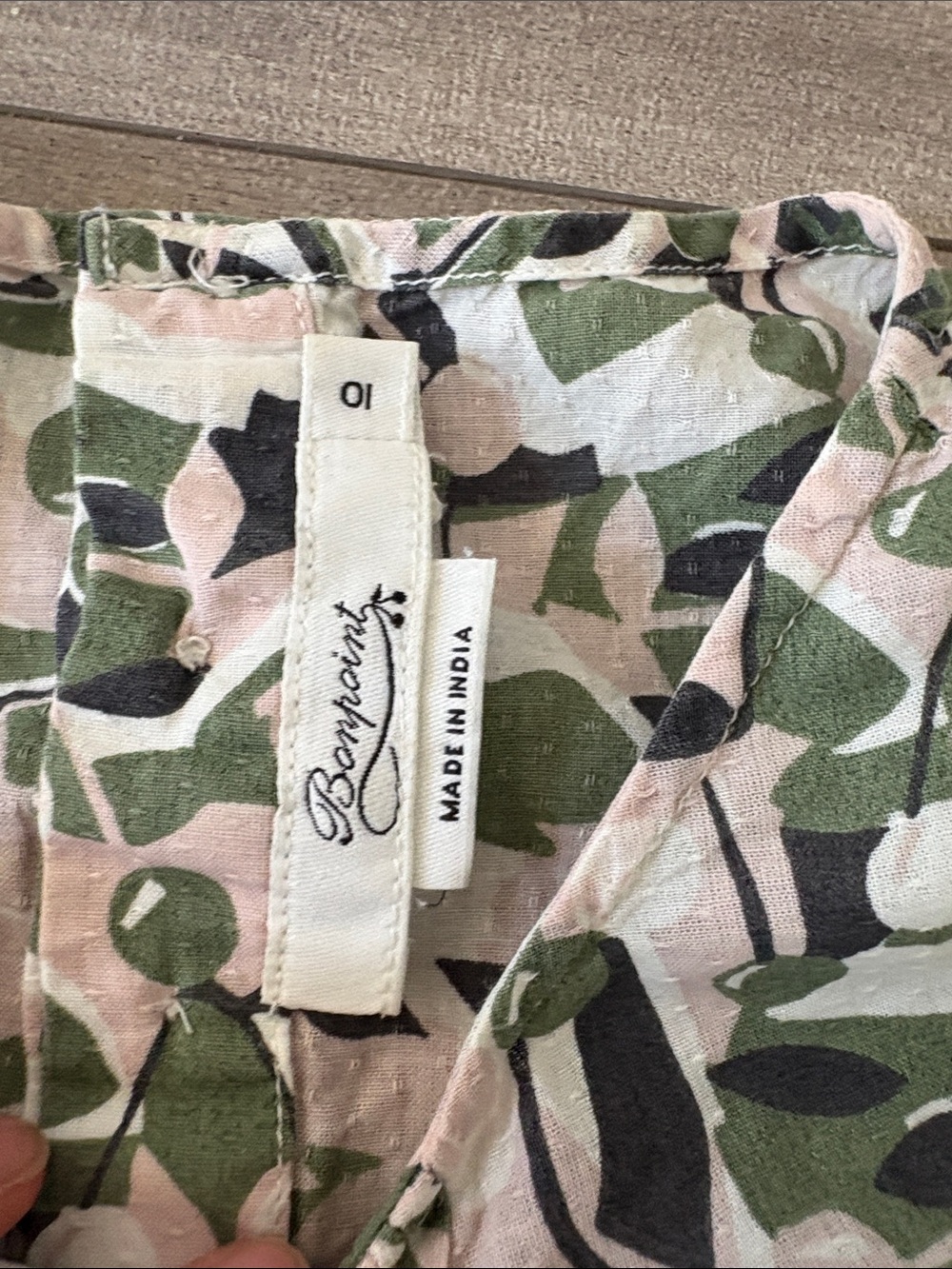 Bonpoint Cream Skirt with Green Leaf Print - Picture 2 of 5